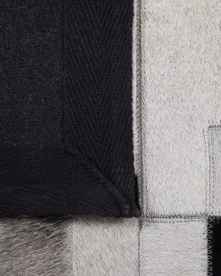 Tapete Em Pele Genuina Preta E Cinzenta 160 X 230 Cm Efirli