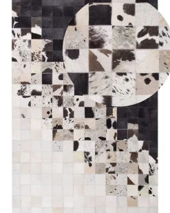 Tapete Em Pele Genuina Preta E Branca 160 X 230 Cm Kemah