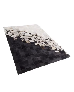 Tapete Em Pele Genuina Preta E Branca 160 X 230 Cm Kemah