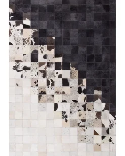 Tapete Em Pele Genuina Preta E Branca 160 X 230 Cm Kemah