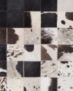 Tapete Em Pele Genuina Preta E Branca 160 X 230 Cm Kemah