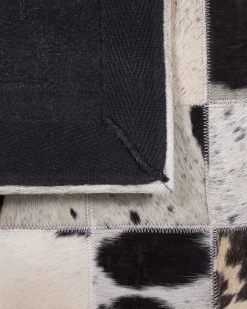 Tapete Em Pele Genuina Preta E Branca 160 X 230 Cm Kemah