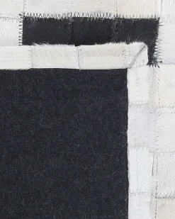 Tapete Em Pele Genuina Preta E Creme 160 X 230 Cm Bolu