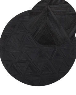 Tapete Em Pele Genuina Preta 140 Cm Kasar