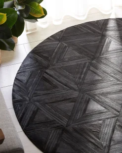 Tapete Em Pele Genuina Preta 140 Cm Kasar