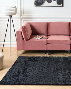 Tapete Em Pele Sintetica De Coelho Preta 160 X 230 Cm Thatta