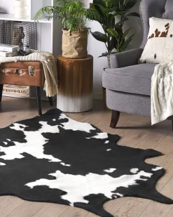 Tapete Em Pele Sintetica De Vaca Branca E Preta 150 X 200 Cm Bogong