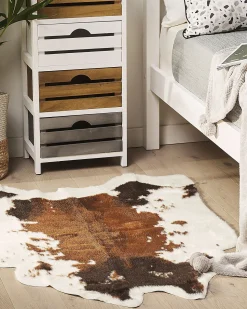 Tapete Em Pele Sintetica Com Padrao Em Branco E Castanho 60 X 90 Cm Nambung