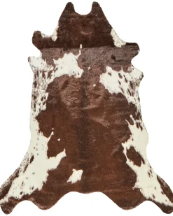 Tapete Em Pele Sintetica De Vaca Castanha Escura E Branca 150 X 200 Cm Bogong