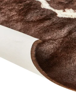 Tapete Em Pele Sintetica De Vaca Castanha Escura E Branca 150 X 200 Cm Bogong