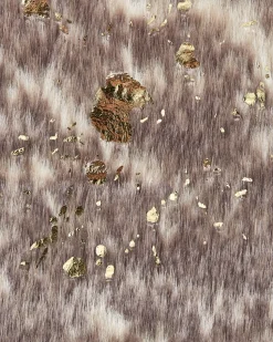 Tapete Em Pele Sintetica De Vaca Taupe E Dourado 150 X 200 Cm Bogong