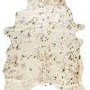 Tapete Em Pele Sintetica De Vaca Creme E Dourado 150 X 200 Cm Bogong