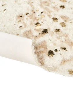 Tapete Em Pele Sintetica De Vaca Creme E Dourado 150 X 200 Cm Bogong