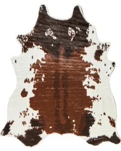 Tapete Em Pele Sintetica De Vaca Castanha E Branca 150 X 200 Cm Bogong