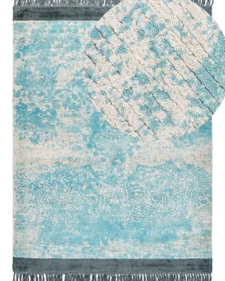 Tapete Em Viscose Azul E Creme 160 X 230 Cm Akarsu
