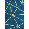 Tapete Em Viscose Azul Marinho E Dourado Com Padrao Geometrico 80 X 150 Cm Havza