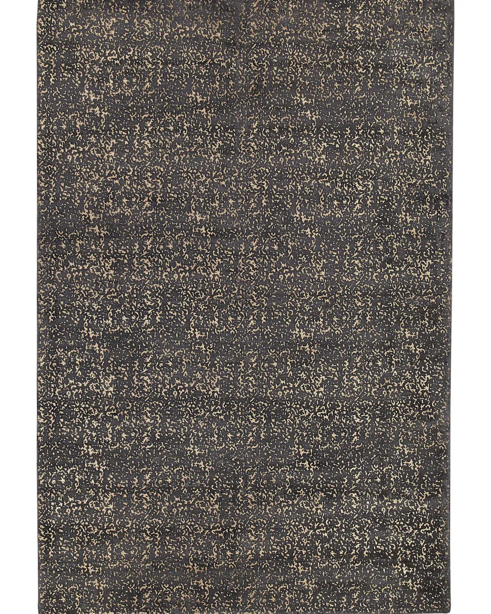 Tapete Em Viscose Cinzenta Escura E Dourada 160 X 230 Cm Esel