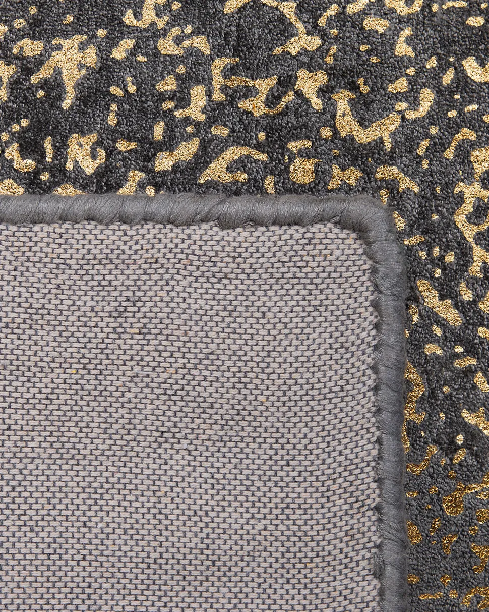 Tapete Em Viscose Cinzenta Escura E Dourada 160 X 230 Cm Esel