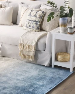 Tapete Em Viscose Cinzenta E Azul 200 X 200 Cm Ercis