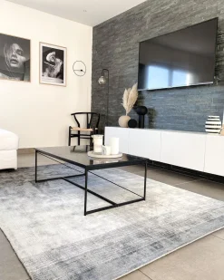 Tapete Em Viscose Cinzenta E Azul 200 X 200 Cm Ercis