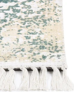 Tapete Em Viscose Creme E Verde 160 X 230 Cm Boyali