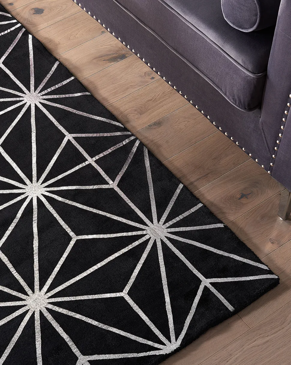 Tapete Em Viscose Preta 160 X 230 Cm Sibel