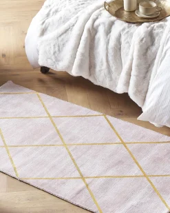 Tapete Em Viscose Rosa E Dourado 80 X 150 Cm Atike