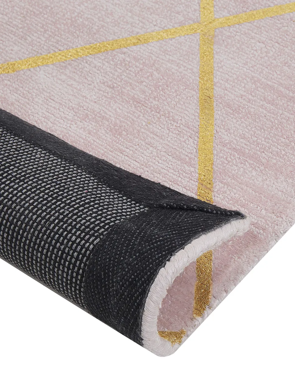 Tapete Em Viscose Rosa E Dourado 80 X 150 Cm Atike