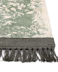 Tapete Em Viscose Verde E Creme 160 X 230 Cm Akarsu