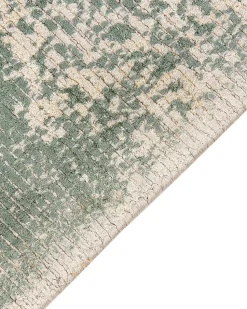 Tapete Em Viscose Verde E Creme 160 X 230 Cm Akarsu