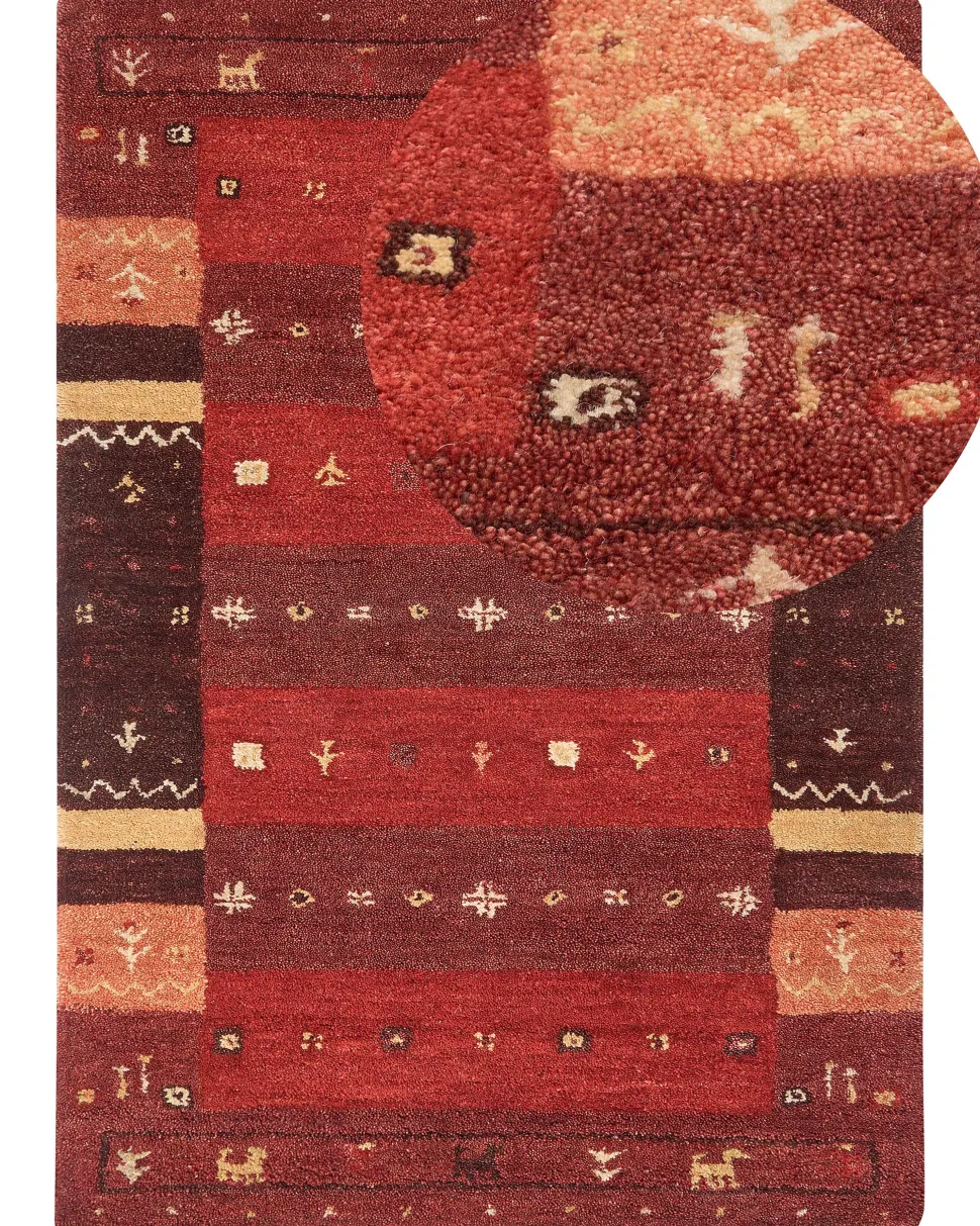 Tapete Gabbeh Em La Vermelha 160 X 230 Cm Sinanli