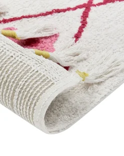 Tapete Infantil Em Algodao Branco E Rosa 160 X 230 Cm Cavus