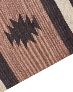 Tapete Kilim Em Algodao Creme E Castanho 200 X 300 Cm Aragats