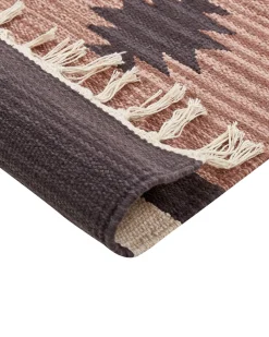 Tapete Kilim Em Algodao Creme E Castanho 200 X 300 Cm Aragats