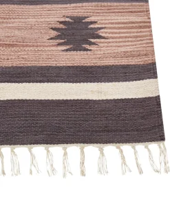 Tapete Kilim Em Algodao Creme E Castanho 200 X 300 Cm Aragats