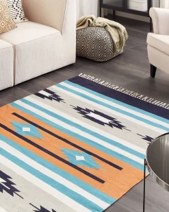 Tapete Kilim Em Algodao Multicolor 140 X 200 Cm Noratus