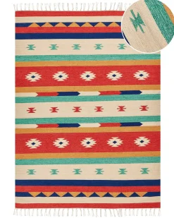 Tapete Kilim Em Algodao Multicolor 140 X 200 Cm Margara
