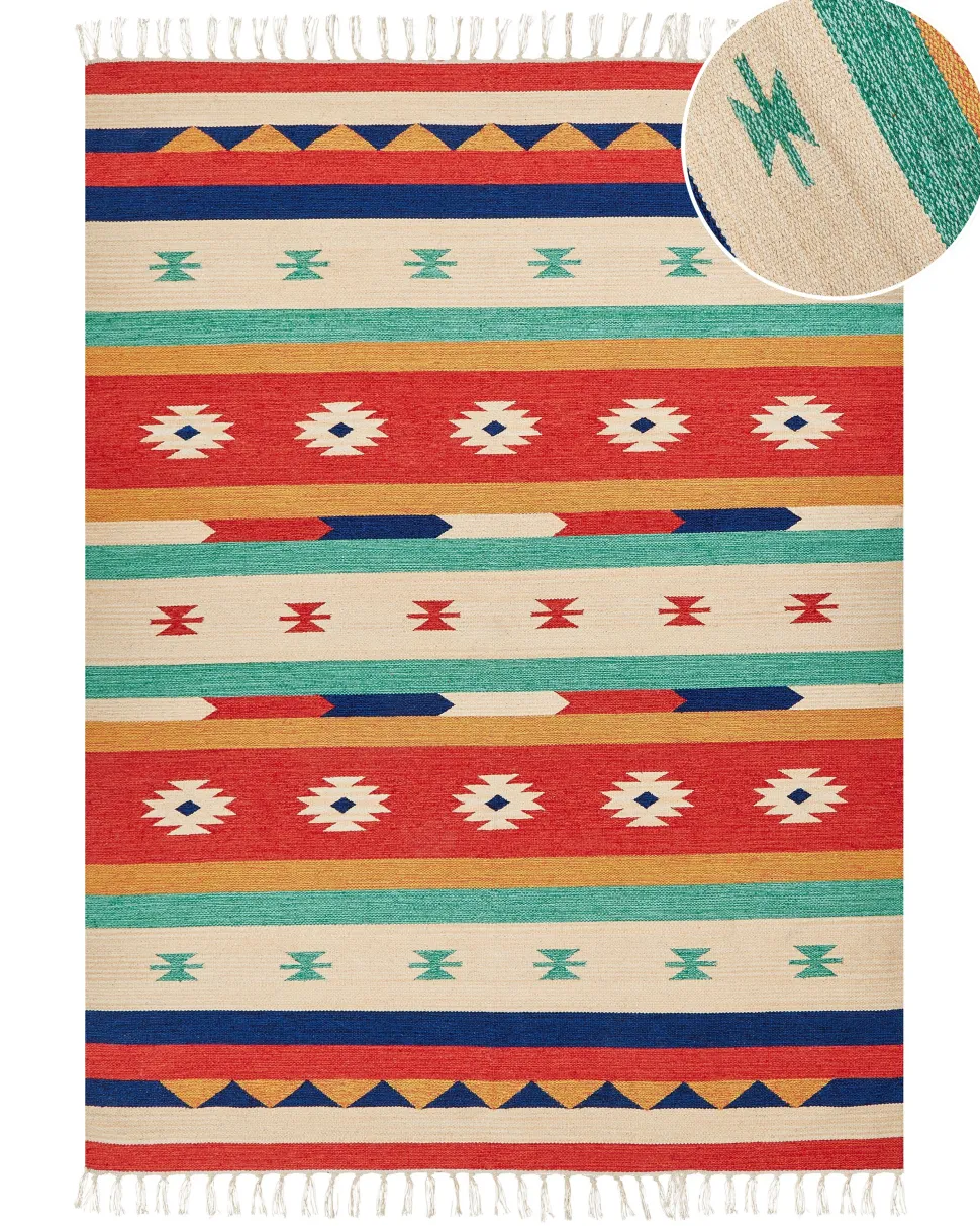 Tapete Kilim Em Algodao Multicolor 140 X 200 Cm Margara