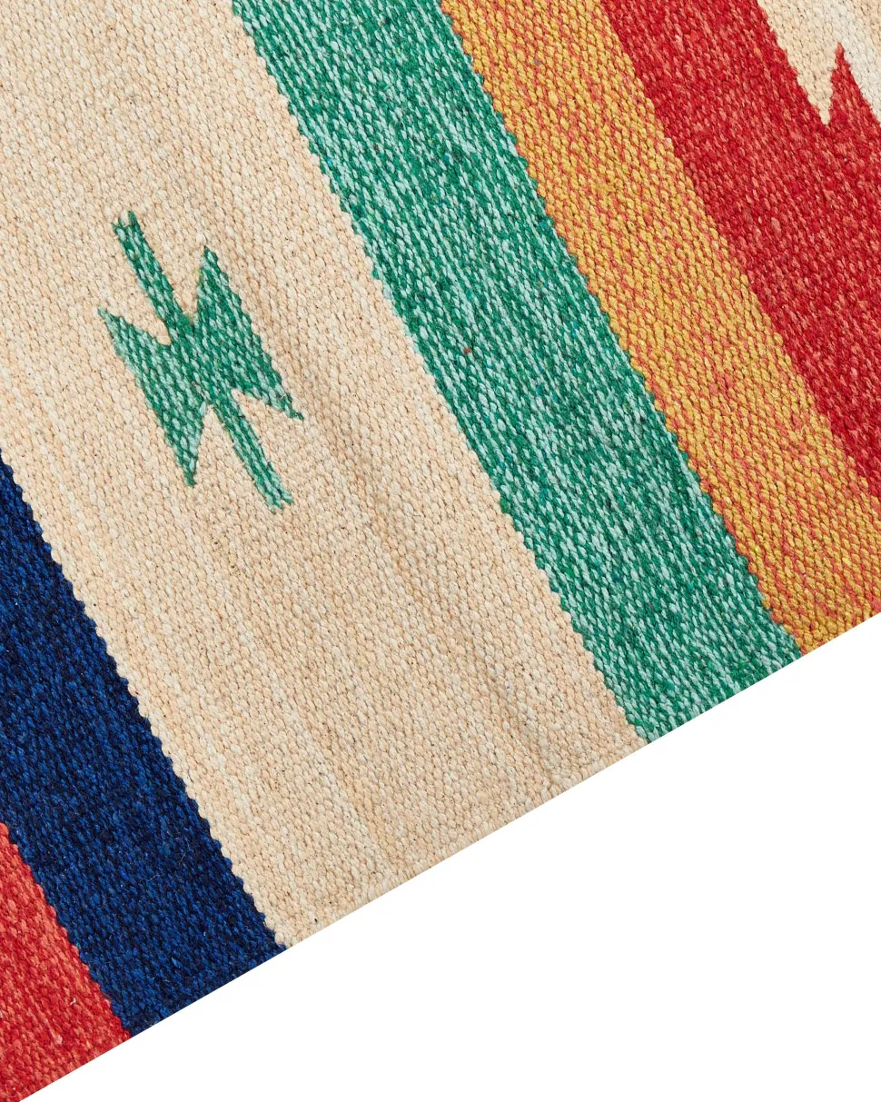 Tapete Kilim Em Algodao Multicolor 140 X 200 Cm Margara