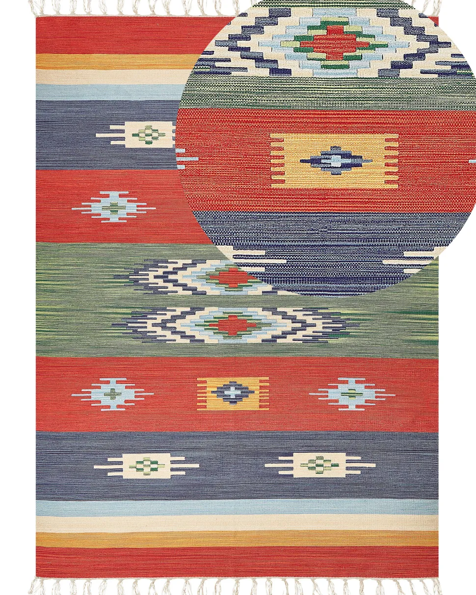Tapete Kilim Em Algodao Multicolor 200 X 300 Cm Kamaris