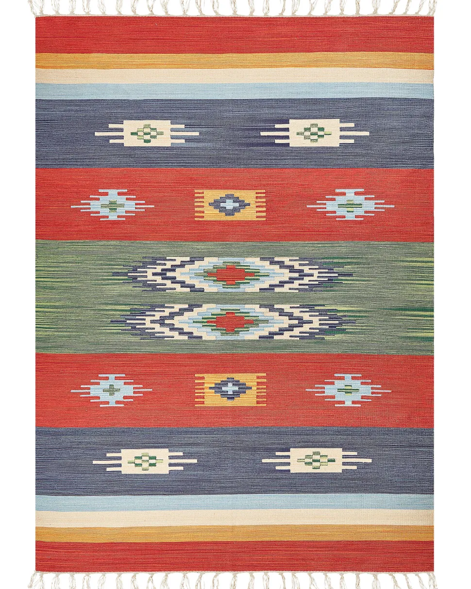 Tapete Kilim Em Algodao Multicolor 200 X 300 Cm Kamaris