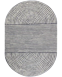 Tapete Oval De La Branco E Cinzento Grafite 140 X 200 Cm Kweta