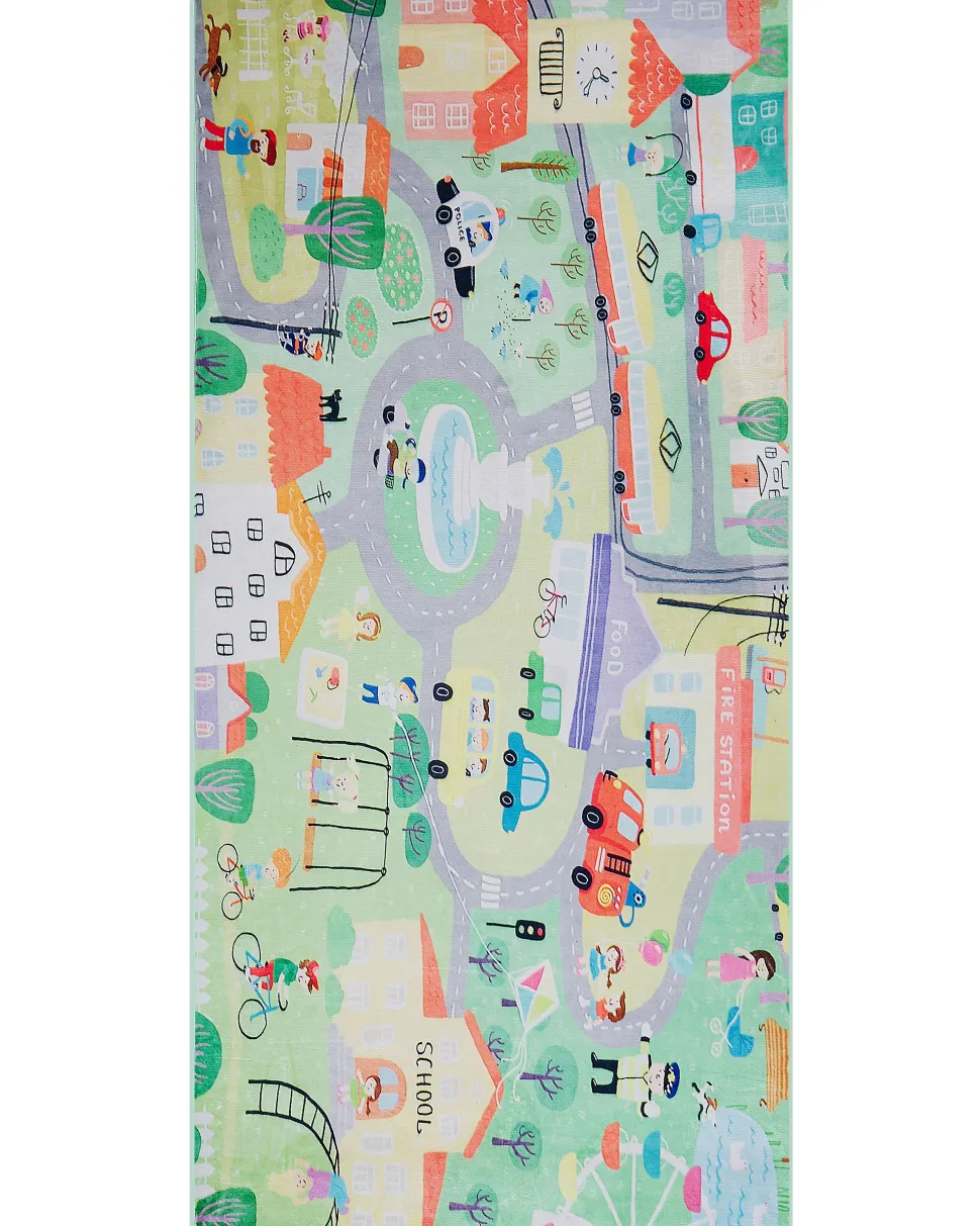 Tapete Para Criancas Com Desenho De Cidade 80 X 150 Cm Kemer