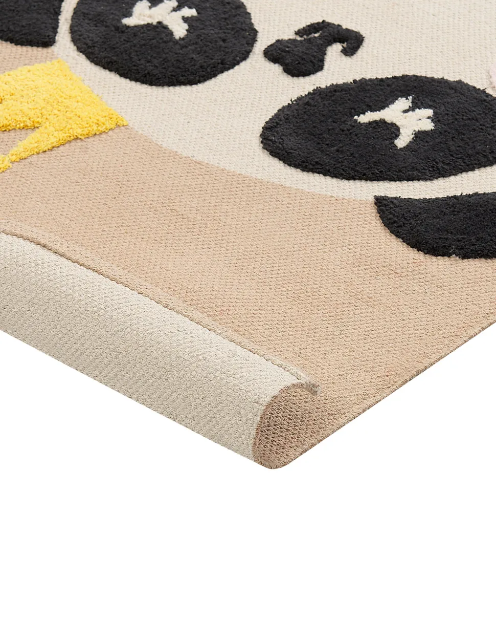 Tapete Para Criancas Em Algodao Creme Com Impressao De Panda 80 X 150 Cm Bunan