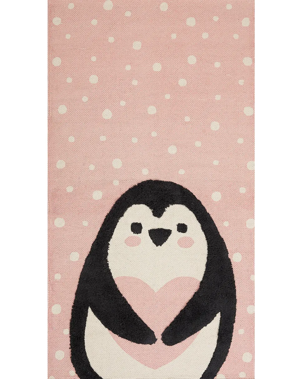 Tapete Para Criancas Em Algodao Rosa Com Impressao De Pinguim 80 X 150 Cm Pengkol