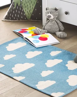 Tapete Para Criancas Em Algodao Azul E Branco 60 X 90 Cm Gwalijar
