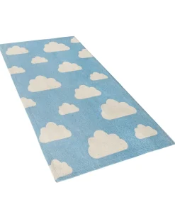 Tapete Para Criancas Em Algodao Azul E Branco 60 X 90 Cm Gwalijar
