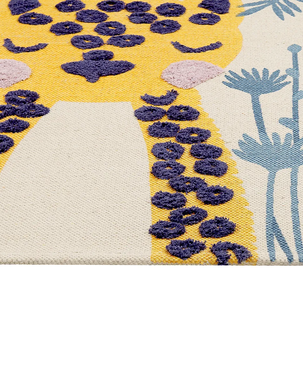 Tapete Para Criancas Em Algodao Multicolor Com Impressao De Leopardo 80 X 150 Cm Luas