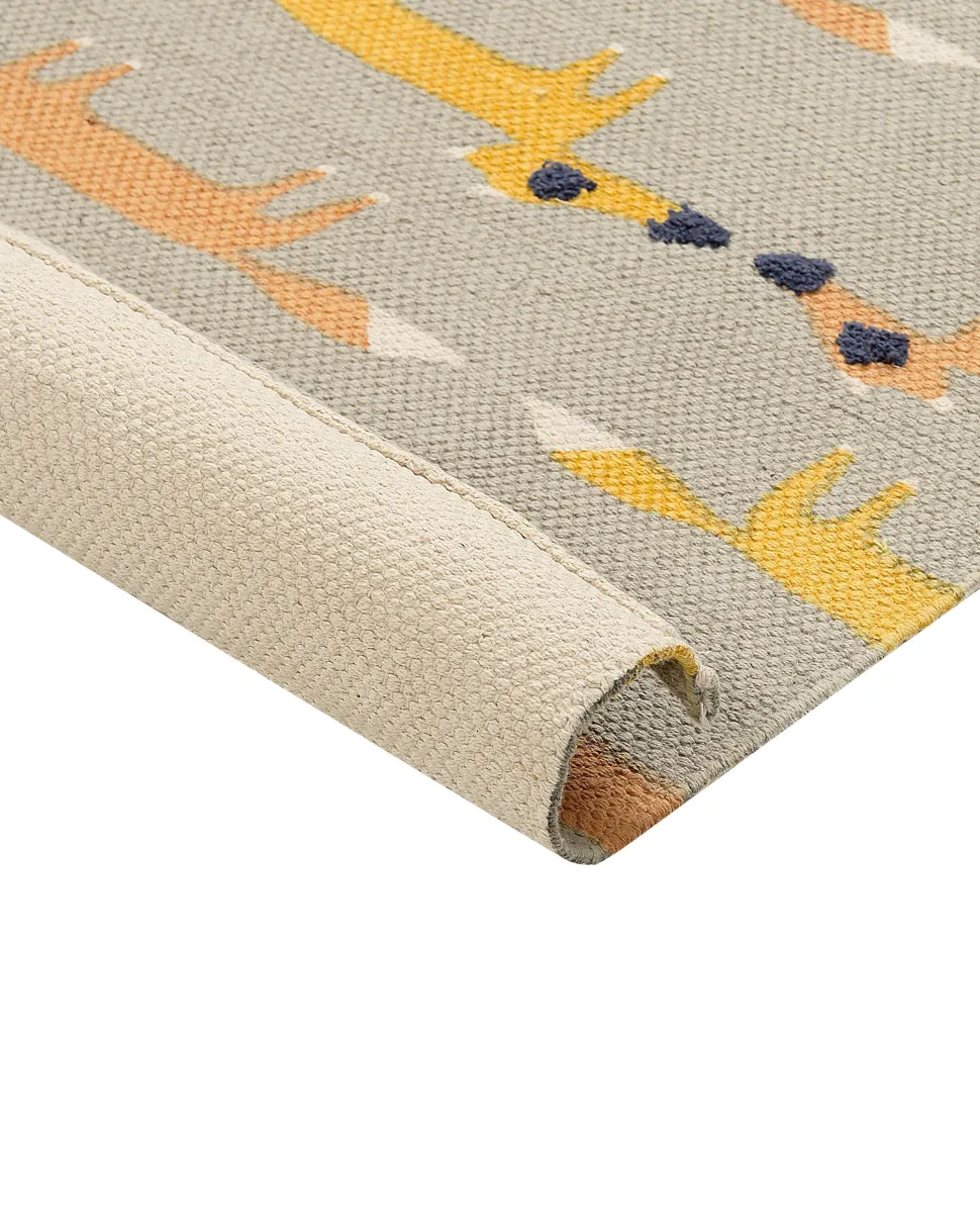 Tapete Para Criancas Em Algodao Cinzento Com Impressao De Raposa 80 X 150 Cm Bankgo