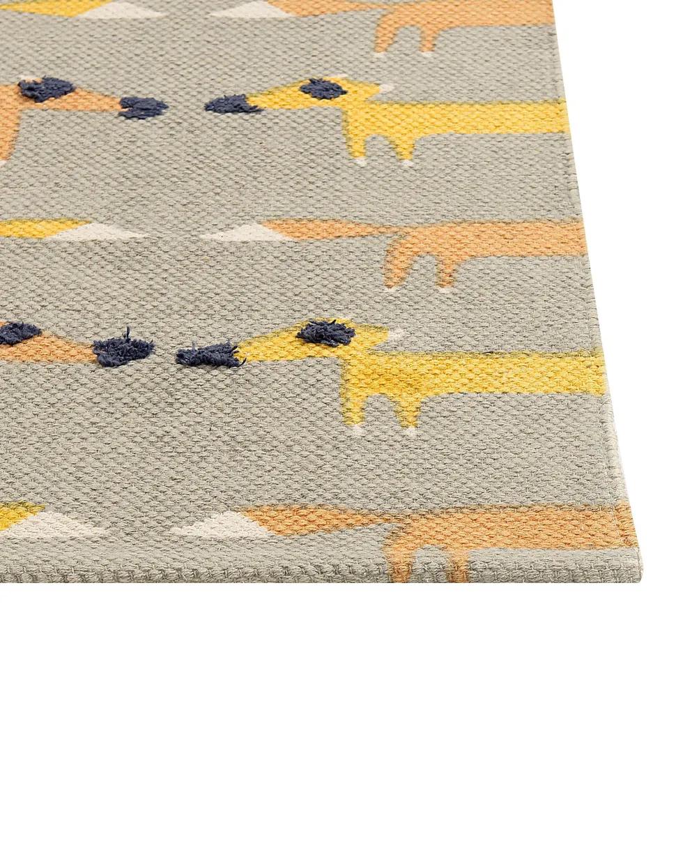 Tapete Para Criancas Em Algodao Cinzento Com Impressao De Raposa 80 X 150 Cm Bankgo